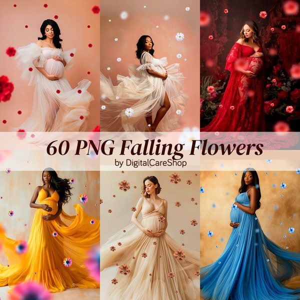 60 PNG qui tombent superpositions de fleurs fleur de toile de fond pour Photoshop toile de fond de maternité superposition beaux-arts Portrait printemps superpositions toile de fond d'été