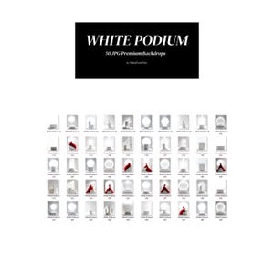 50 Backlight Podium Set Digital Backdrops Backlit White Podium Maternity Backdrop for Photoshop Composite White Fine Art Podium JPG image 2