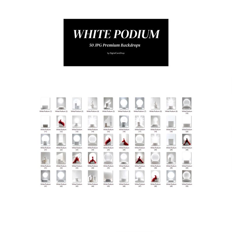 50 Backlight Podium Set Digital Backdrops Backlit White Podium Maternity Backdrop for Photoshop Composite White Fine Art Podium JPG image 2