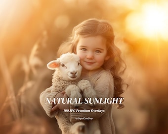 100 Sobreposições Digitais de Luz Solar Neutra, Sobreposições de Sol Realistas para Photoshop, Sobreposições de Luz Arco-Íris, Edição de Fotos com Luz Natural de Verão em JPG