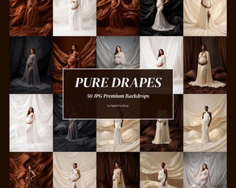 50 Pure Drapes Digital Backdrops Maternity Fabric Backdrop for Photoshop Composite Warm Beige Fine Art Backgrounds JPG