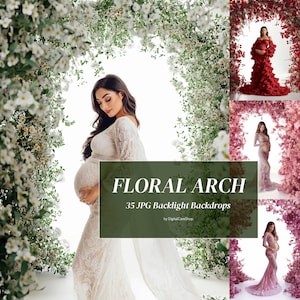 35 White Floral Arches Set Digital Backdrops Backlight Arch Maternity Backgrounds Art Digital Overlays Spring for Photoshop Composite JPG