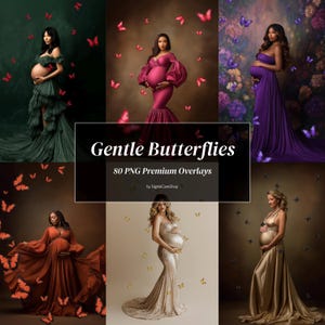 80 Butterfly Digital Overlays Maternity Photo Overlay Butterflies Transparent Wings Clipart Photoshop Procreate Baby Shower Digital Download