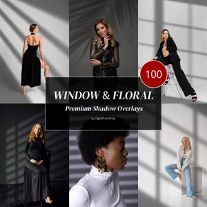 100 Shadow Overlays Window Shadows Overlay Botanic Window Light Maternity Backdrops Shadow Textures for Photoshop Digital Shadow Effects PNG
