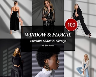 100 Shadow Overlays Window Shadows Overlay Botanic Window Light Maternity Backdrops Shadow Textures for Photoshop Digital Shadow Effects PNG
