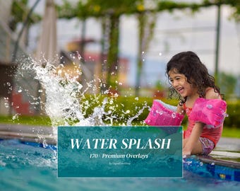 Water Splash Photo Overlays: Rain Effects, Summer Backdrops (Digital Download)