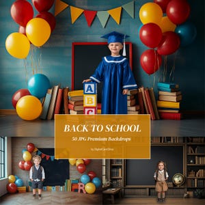 50 Back to School Chalkboard set Digital Backdrops Kids Portrait Photography Photo School Portrait Background Composite Preschool Classroom
