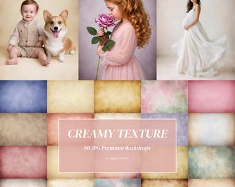 80 Creamy Textured Digital Backdrops, Neutral Studio Backgrounds, Newborn, Maternity & Child Portraits, Fine Art Photoshop Overlay