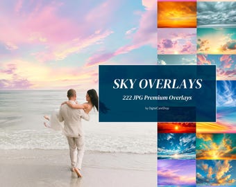 222 Sky Overlays for Photoshop Sunset Overlay Rainbow Summer Backdrops Digital Sky Clouds Romantic Skies Photoshop Effects Nature Sky JPG