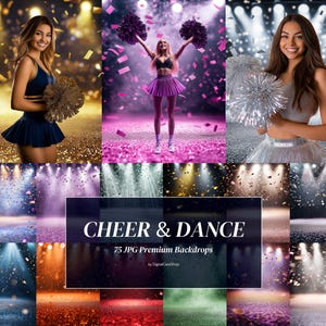 75 Cheer & Dance Cyfrowe Tła Cheerleader Glitter Tło do Sportowej Fotografii Starszy Plakat Szkolny Sport Tło Cheer Projekt