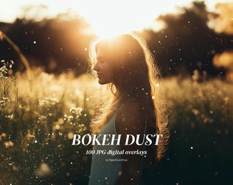 100 Gold Bokeh Overlays Blowing Gold Glitter Dust Photoshop Overlay Bokeh Dust Maternity Backdrops Effect for Composite Photography JPG