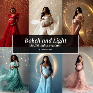 Puede incluir: 50 superposiciones digitales con efectos de bokeh y luz. Las superposiciones son de varios colores, incluidos dorado, blanco y azul. Las superposiciones son perfectas para agregar un toque de magia a tus fotos.