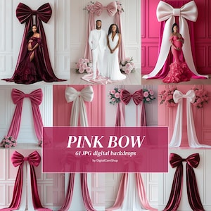 61 VALENTINES DAY Backdrops Große Velour Bogen Overlays Mutterschaft Hintergründe Mädchen Gender Reveal Pink Bow Hochzeit Band Studio Backgroundsl JPG