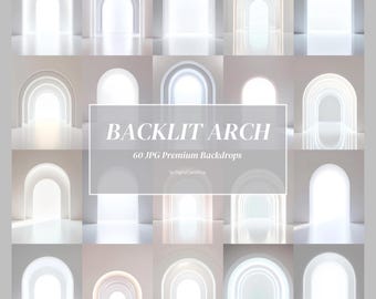 60 digitale achtergronden met achtergrondverlichting witte boog, achtergrondverlichting zwangerschapsachtergrond, Fine Art Studio Glow Set JPG