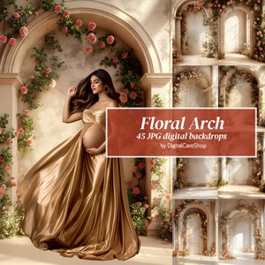 45 Floral Arches Backdrop Flower Arch Background Floral Wall Backdrop Maternity Backdrops Overlays Newborn Studio Backdrops for Photoshop