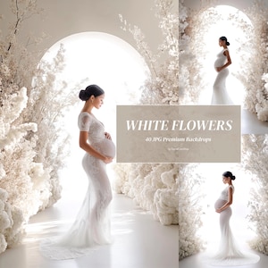 35 bakgrundsbelysta blommor set digitala bakgrunder vita bågar graviditetsbakgrunder bakgrundsbelysta blomsterbågar studiobakgrunder för Photoshop Composite