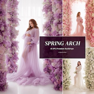 40 White Floral Arches Set Digital Backdrops Backlight Maternity Backgrounds Backlit Arch Backdrop White Arch Studio Backdrops for Photoshop
