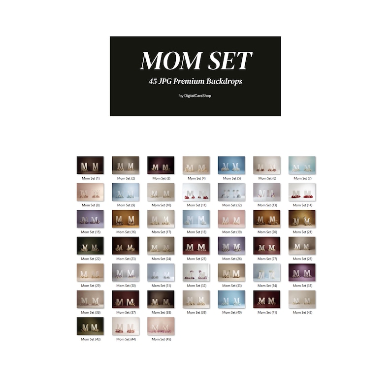 45 Mom Set Digital Backdrops Floral Maternity Backdrop for Photoshop Composite Mom Sign Digital Overlays Fine Art Studio Background JPG image 2