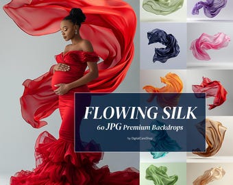60 FLOWING SILK Digital Backdrops Fließ Stoff Mutterschaft Hintergründe Fliegen Stoff Overlays Fine Art Studio Backdrops Fotobearbeitung JPG