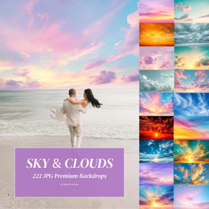 222 Sky Overlays for Photoshop Sunset Overlay Rainbow Summer Backdrops Digital Sky Clouds Romantic Skies Photoshop Effects Nature Sky JPG