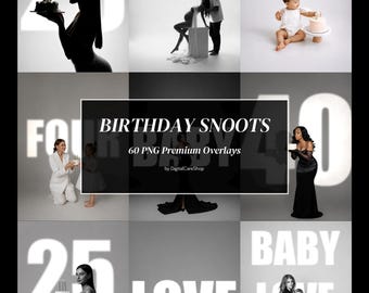 60 Birthday Snoots Digital Overlays, Number Shadow Effects, Snoot Light Effect, Party Numbers PNG, Photoshop Overlay, Background Shadows