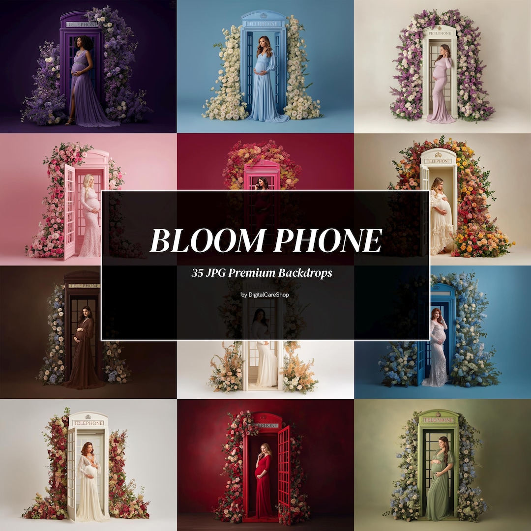 35 Bloom Telephone Set Digital Backdrops Floral Maternity Backdrop for ...