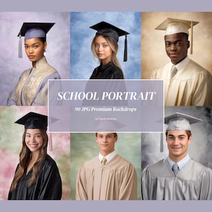 90 toiles de fond numériques pour l'obtention du diplôme, arrière-plans de portraits d'école, superpositions pastel vieux maîtres, fichiers JPG senior