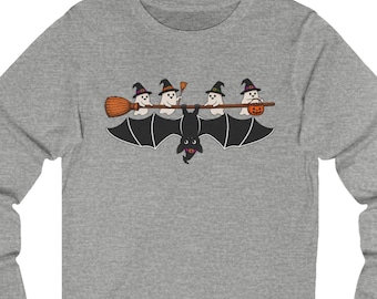 Cute Halloween Ghost Long Sleeve Shirt, Halloween Bat Shirt, Witch Ghost Tee, Spooky Season Shirt, Fall Halloween Gift