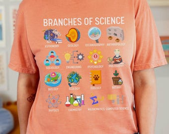 Branches of Science Shirt, Funny Science Teacher Comfort Colors Tshirt, Gift for Science Lover, Nerd Tee, Biology Chemistry Physics Shirt