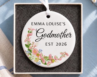 Godmother Ornament, Personalized Godmother Proposal Ornament, Custom Baptism Keepsake, Christening Ornament, 2026 Christmas Ceramic Ornament