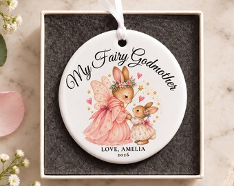 Godmother Ornament, Personalized Godmother Proposal Ornament, Custom Baptism Keepsake, Christening Ornament, 2026 Christmas Ceramic Ornament