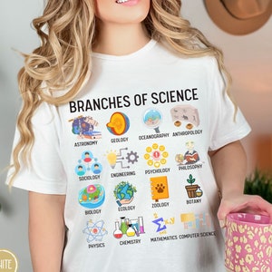 Branches of Science Teacher Shirt, Branches of Science T-Shirt, High School Biology Teaching Back to School Gift, Microbiologist Chemist Tee