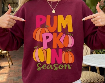 Pumpkin Season Sweatshirt, Fall Pumpkin Pullover, Cute Pumpkin Long Sleeve, Autumn Graphic Tee, Pumpkin Patch Shirt, Cozy Fall Outfit