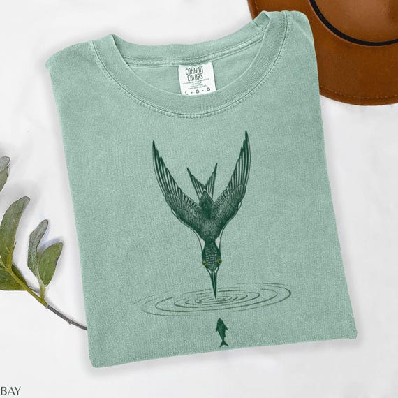 Vintage Bird Art Tee, Bird Lovers Nature Shirt, Bird Watching Comfort Colors Long Sleeve Tee, Birder Gift, Birding Apparel