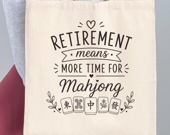 Retirement Mahjong Tote Bag, Retirement Gift for Mahjong Player, Mahjong Gift for Woman, Mahjong Lover Tote, Game Night Bag
