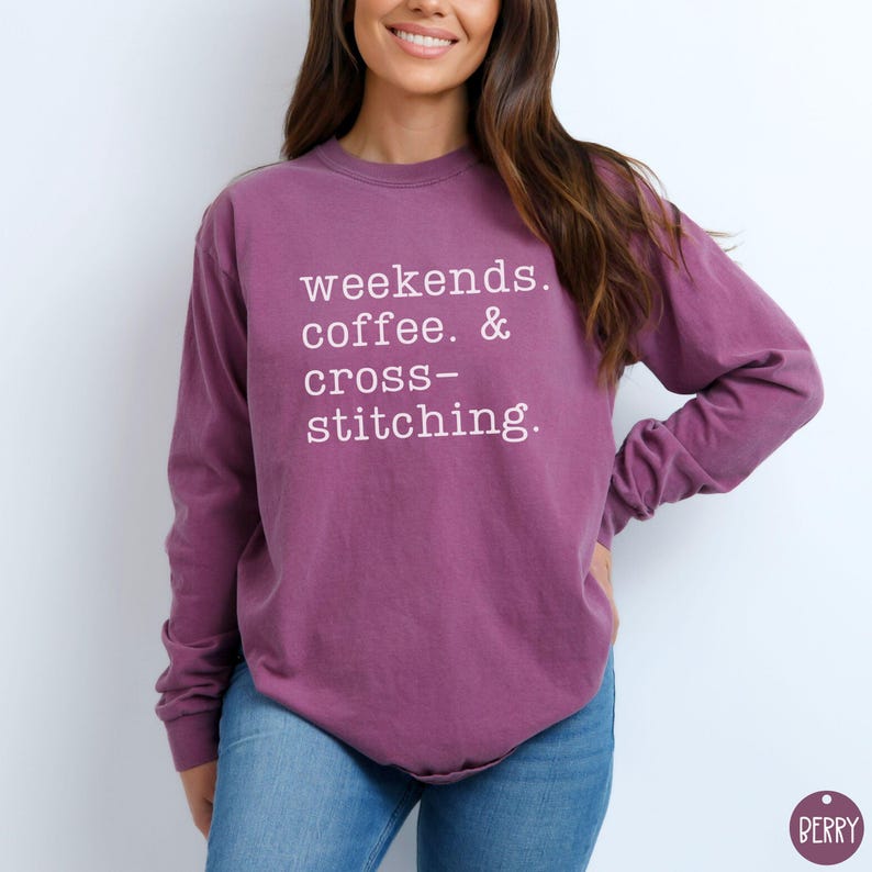 Comfort Colors® Crossstitching Shirt, Long Sleeve Crafting Tee, Cozy