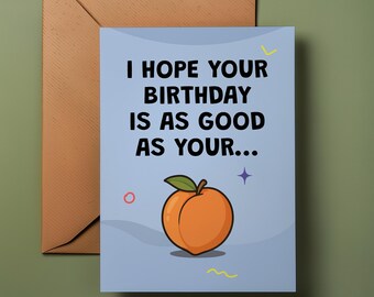 Tarjeta de cumpleaños de Naughty Peach / Tarjeta de cumpleaños sexy para ella