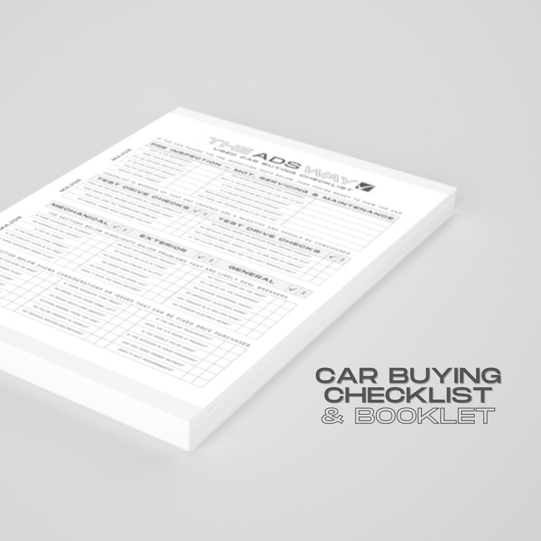 Used Car Buying Checklist & Booklet Information mechanic Written List