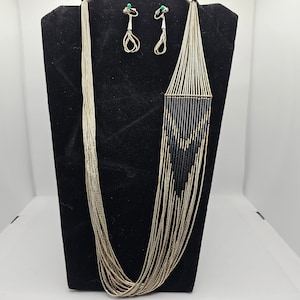 Navajo Liquid Silver Necklace with Earrings