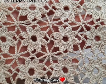 Patrón PDF de malla de flores de crochet / Panel de encaje para chal, camino de mesa y blusa