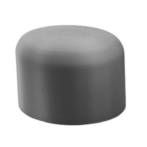 Puede incluir: Una tapa de extremo de plástico gris para una tubería o tubo.