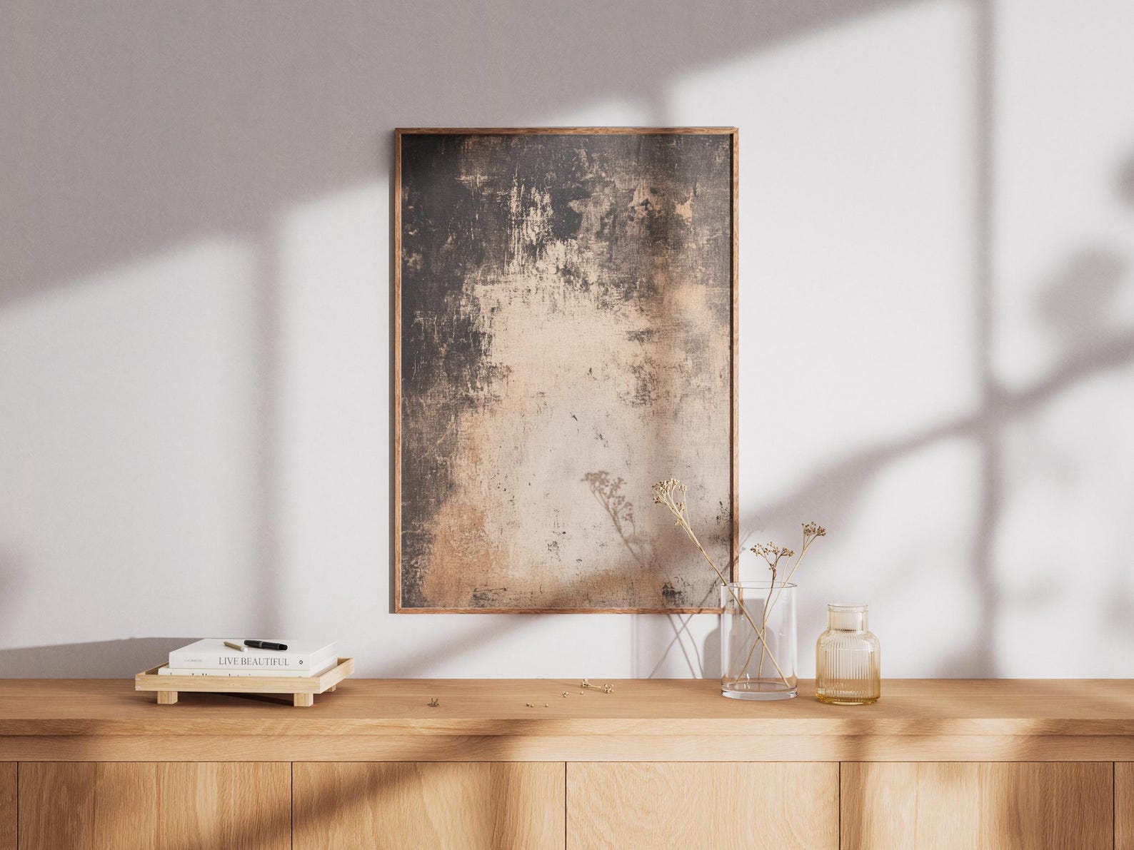 Wabi Sabi Wall Art - Japandi Wall Art, Textured Abstract Print, Neutral ...