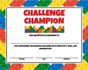 LEGO Challenge Champion Certificate