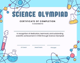 Science Olympiad Certificate / Award – Editable STEM Award Printable (PDF + PPT)