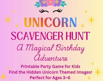 Unicorn Scavenger Hunt Printable, Birthday Party Game, Picture Hunt (Digital Download)