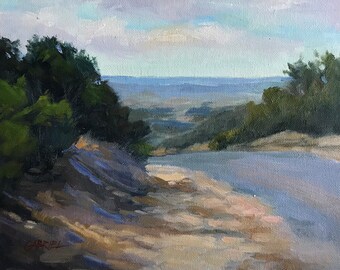 Original 8X10" Oil Painting "TX Hill Country, Windy Hills Road" Artwork for Home or Room Decor