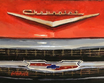 Original 6X8" Acrylic Painting "1957 Chevrolet 210" Artwork for Home, Man Cave, or Room Decor