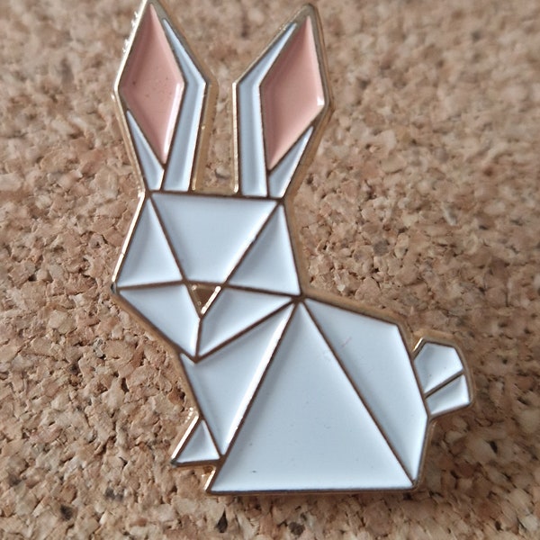 Cute enamel geometric Bunny Rabbit pin badge/brooch, apparel. Unisex