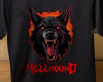 Hellhound Tshirt/Gothic t-shirt/Hellhound graphic design Tshirt/Tattoo Design/Halloween Goth / Lycanthrope Wolf Shirt,/Unisex Adult Clothing