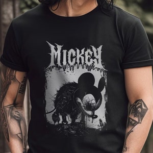 Mickey Mouse Metal Shirt, Deathmetal Halloween,Unisex Disney Goth Punk Tee, Evil Cotton Mouse Tshirt, Satanic Mickey Tee/Demon Mouse Shirt